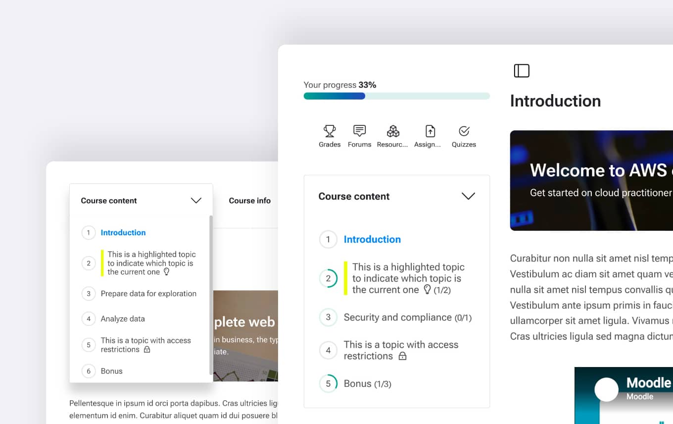 Ready-made course homepage layouts